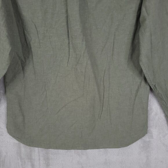 Raging Bull Button Up Shirt Mens Olive Size M Long Sleeve Linen Blend Logo NWT - Picture 10 of 16